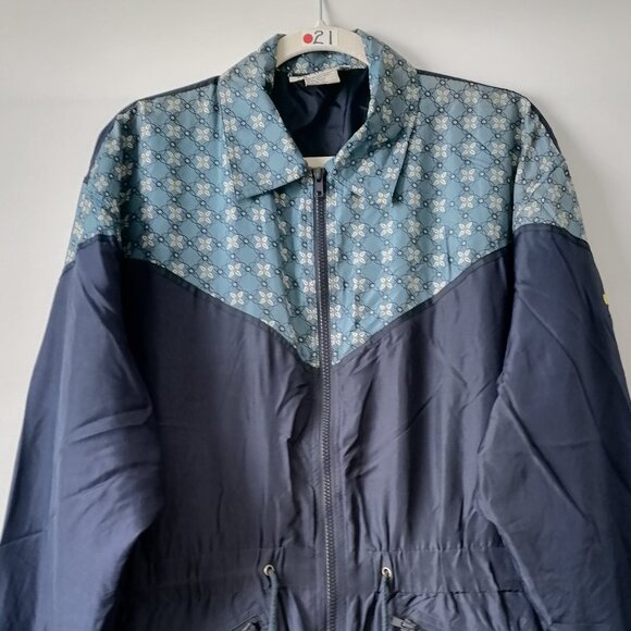 Silk Exchange Women's Blue Floral Drop Shoulder Tie-Waist Full Zip Jacket Size S - Picture 2 of 10